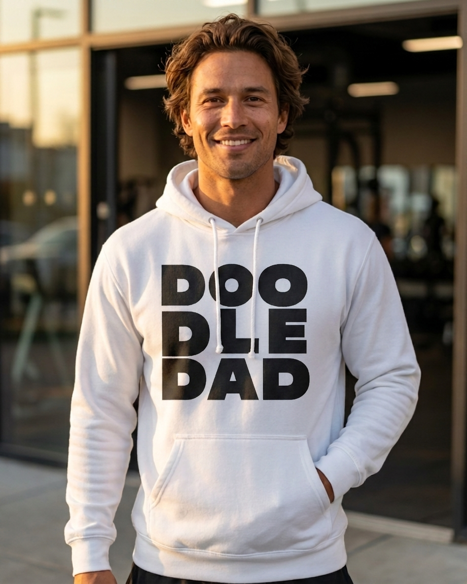 Doo Dle Dad Men's Midweight White Hoodie