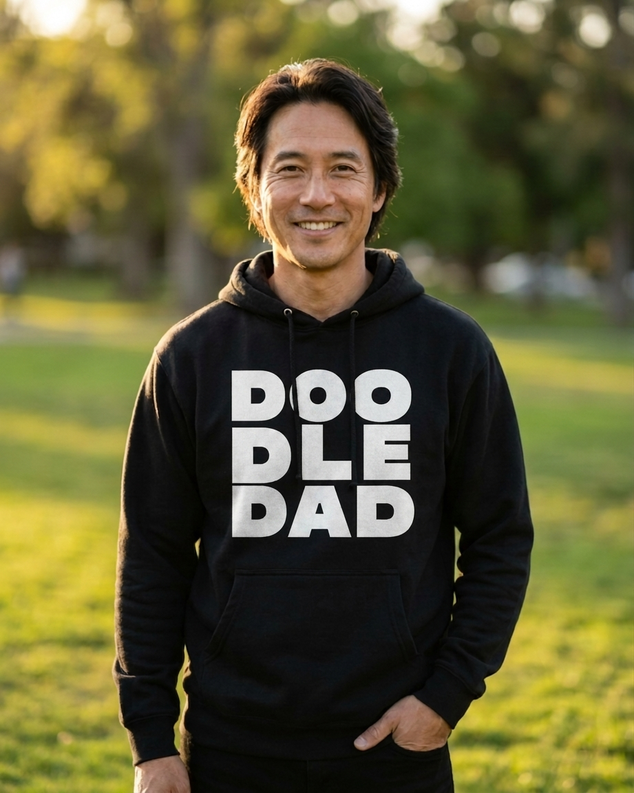 Doo Dle Dad Men's Midweight Black Hoodie