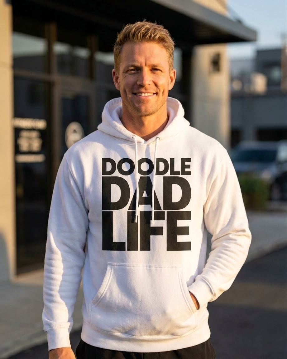 Doodle Dad Life Men's Midweight White Hoodie