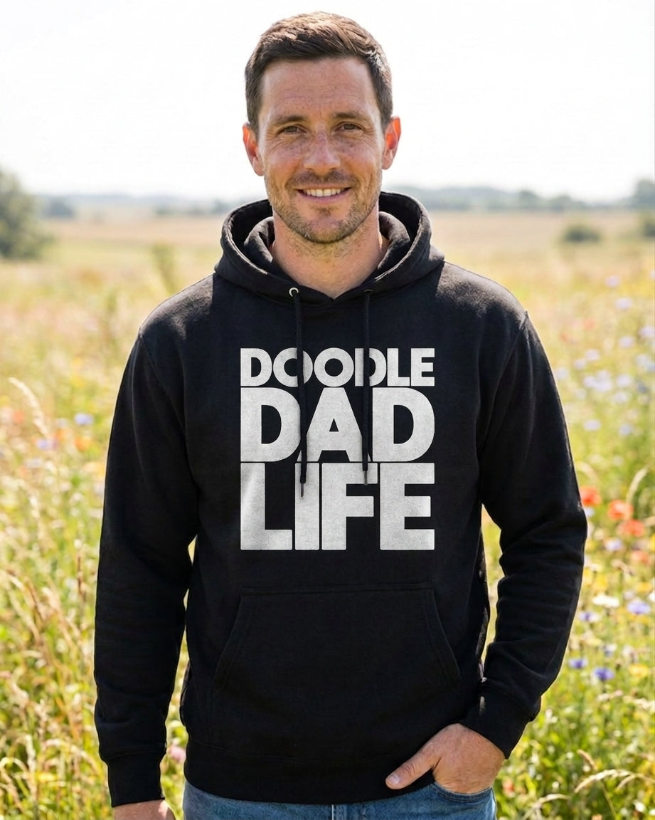 Doodle Dad Life Men's Midweight Black Hoodie