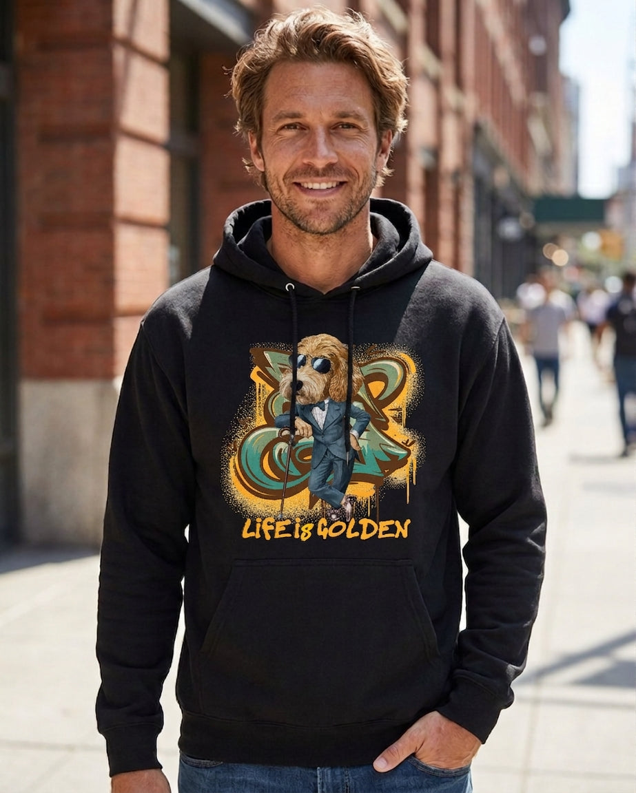 Life Is Golden Midweight White Hoodie