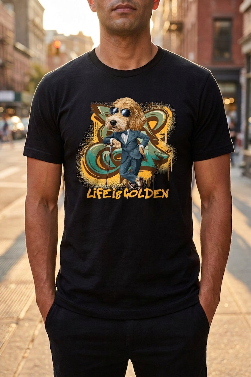 Life Is Golden Cool Dood Black Tee